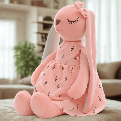 lapin en peluche rose