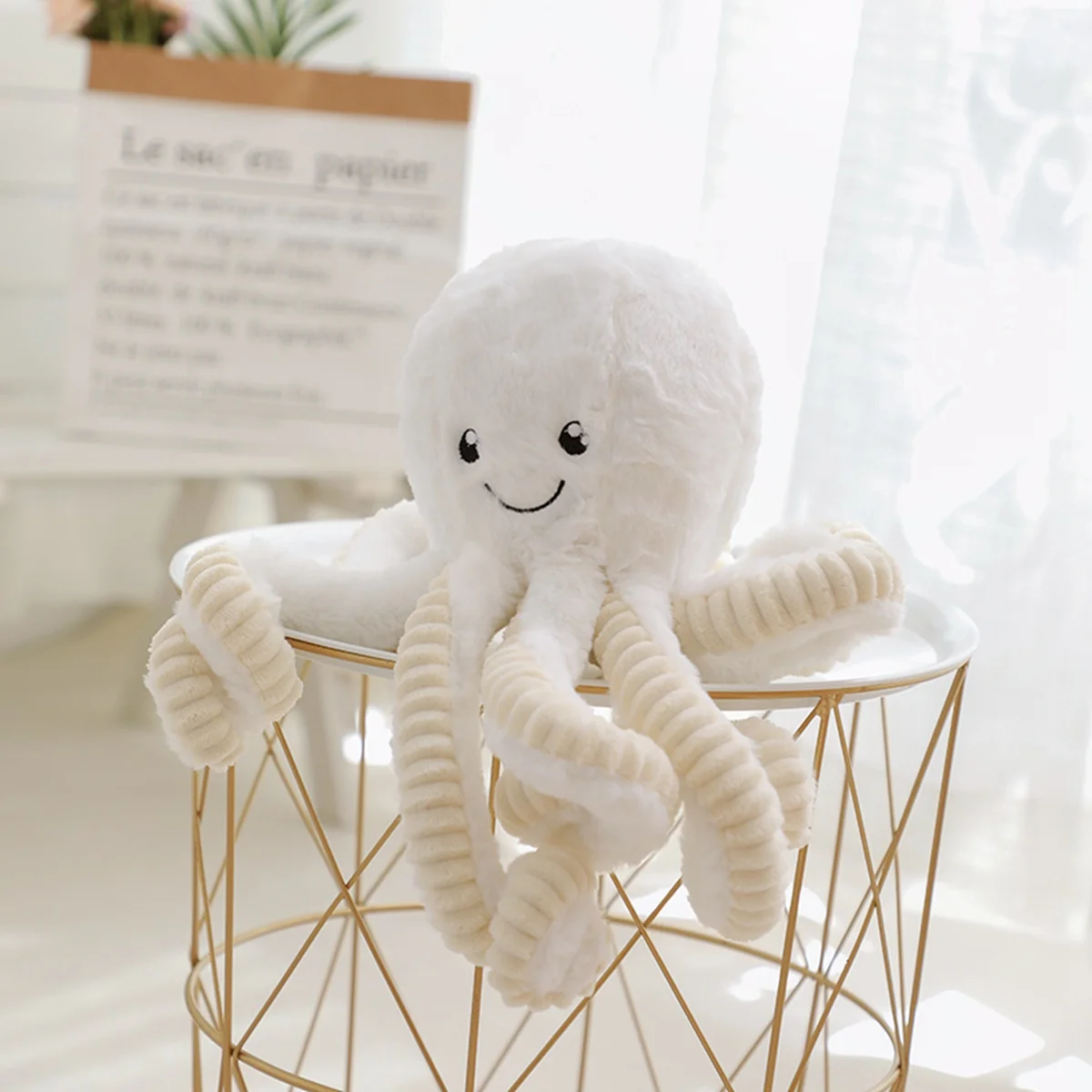 Peluche pieuvre blanche