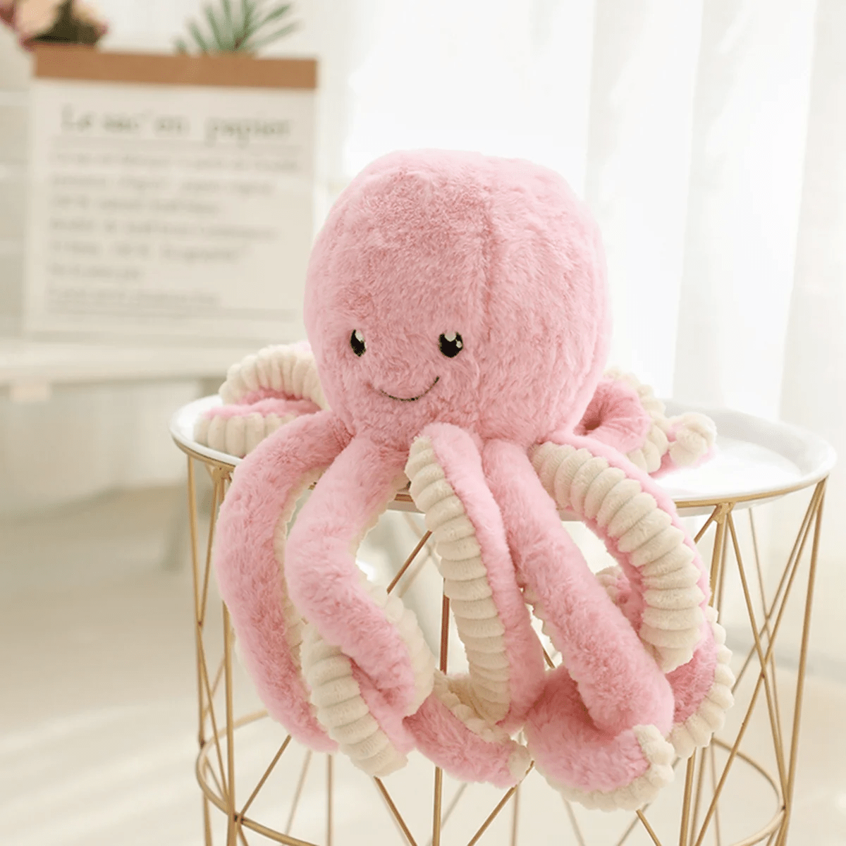 Peluche pieuvre rose