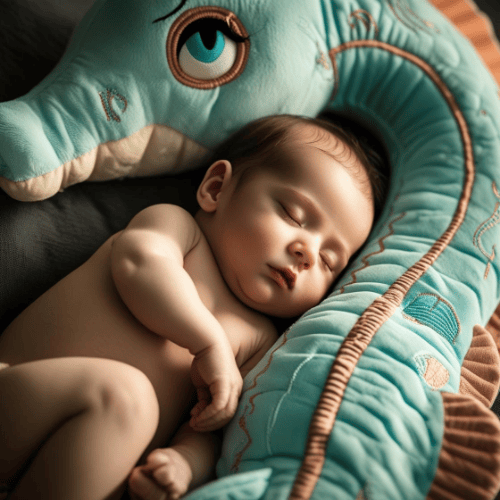 bébé dort avec peluche