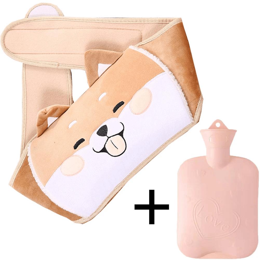 Bouillotte peluche chien brun pale