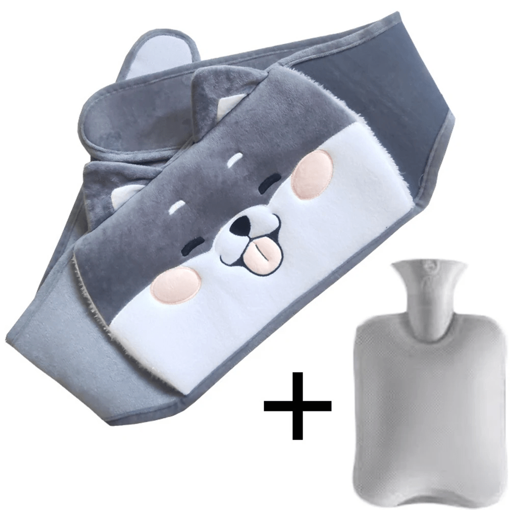Bouillotte peluche chien gris