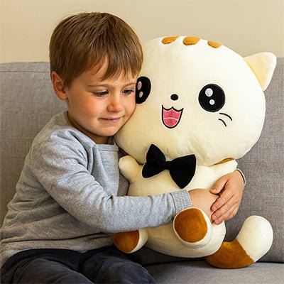 Peluche chat munie de coutures renforcées
