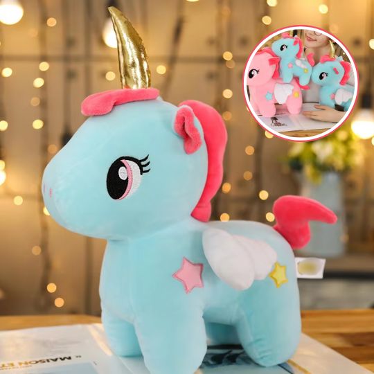 Peluche licorne finition soignee