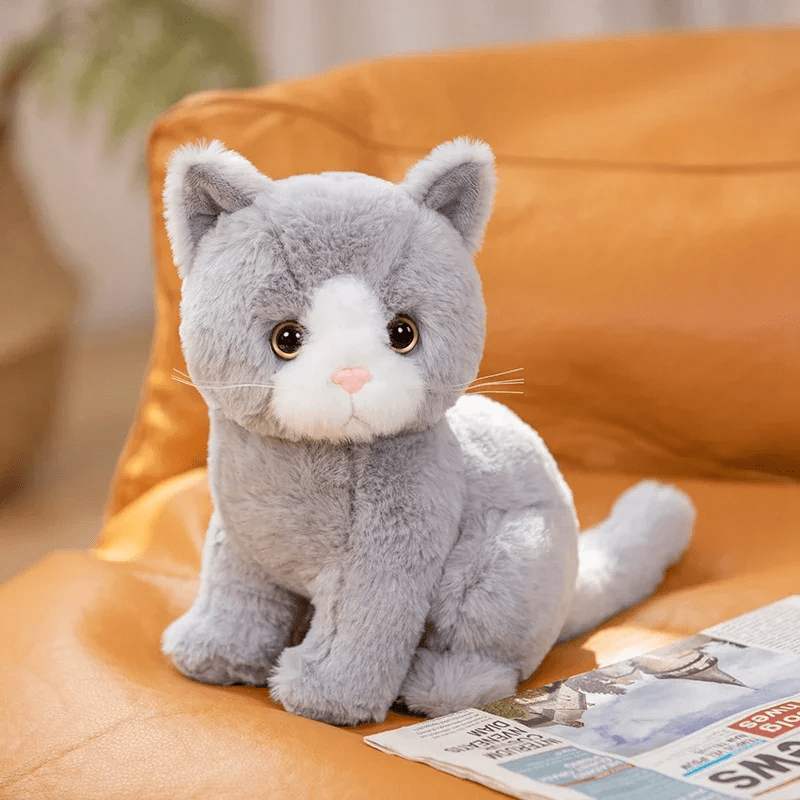Peluche chat gris
