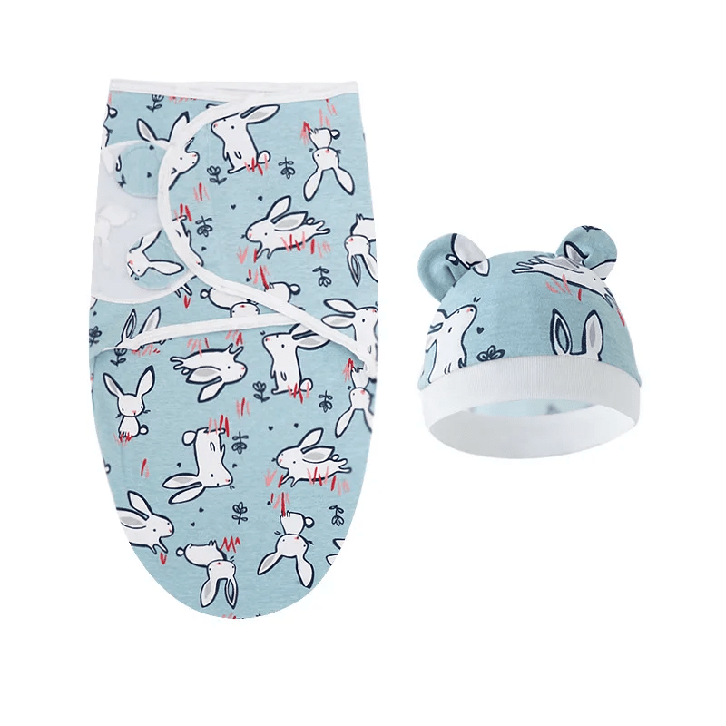 Couverture emmaillotage lapins blancs