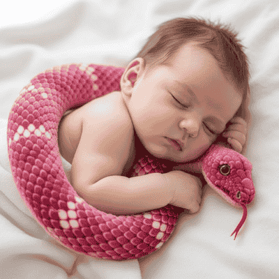Peluche serpent bébé dormant