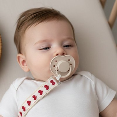 Attache tetine bébé dormant avec son attache tétine 