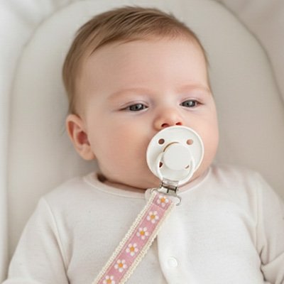 Attache tetine bébé sur le dos avec son attache tétine