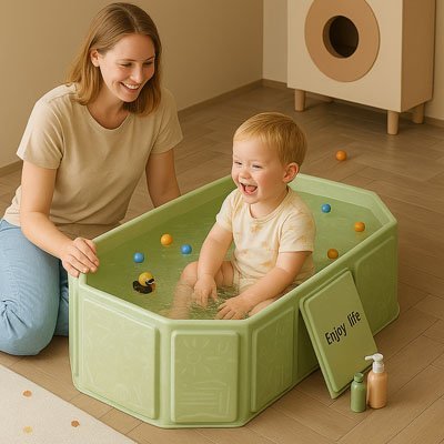 Baignoire bébé dans le salon