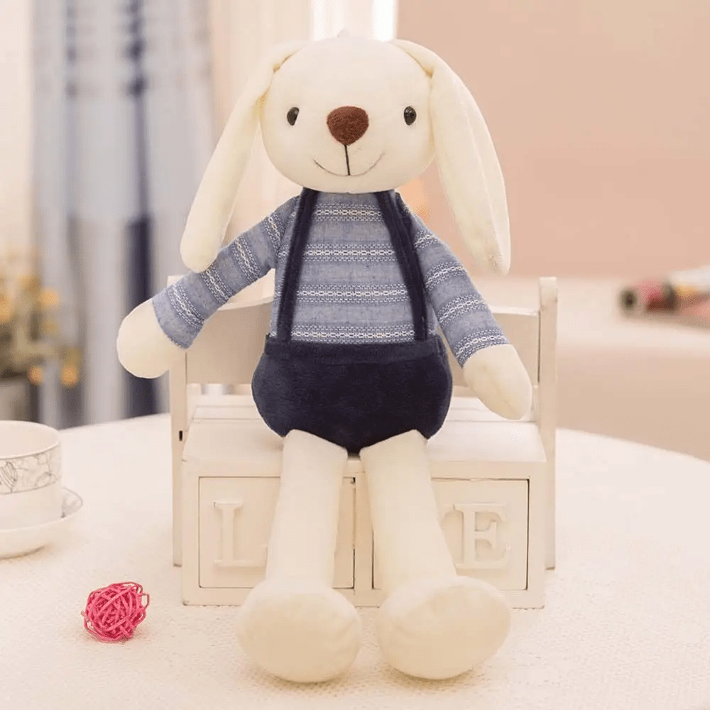 Lapin en peluche bleu