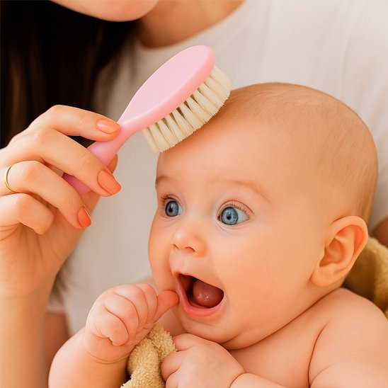 Brosse cheveux pour bebe bébé heureux de se faire brosser les cheveux