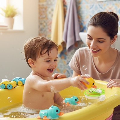 Jouet baignoire bebe moment partagé parents -enfants 