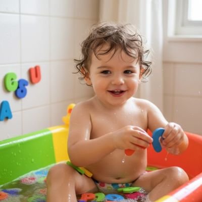 Jouet bain pour des bébés heureux