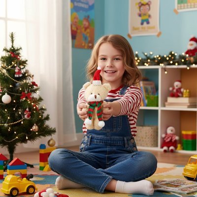 Ours en peluche enfant tenant la peluche