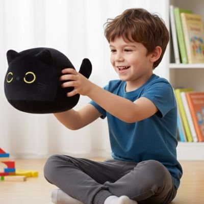 Peluche chat noir compagnon pour des années