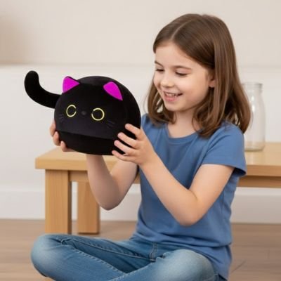 Peluche chat noir contribue au développement