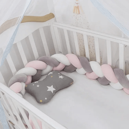 Tresse de lit 3 brins gris blanc rose